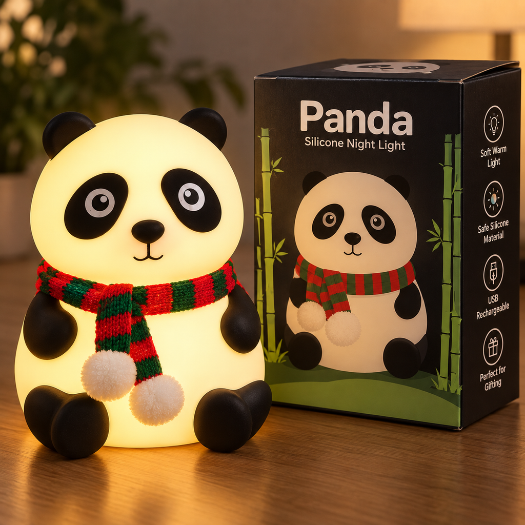 Light changing Panda with cute scarf!