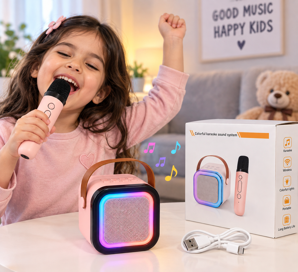 🎤 Kids Portable Karaoke Speaker with Wireless Microphone