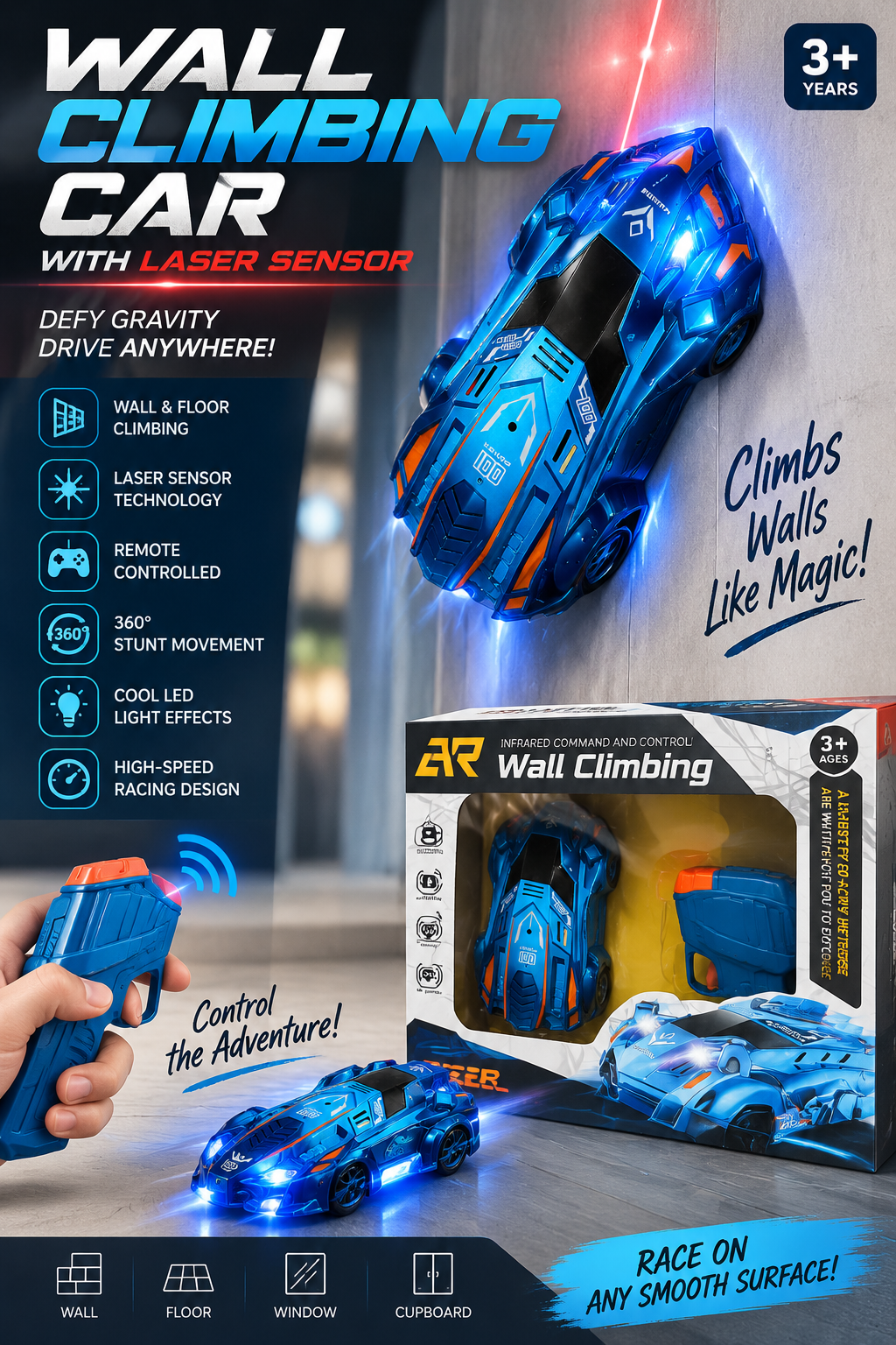 Wall climbing RC car with Laser gun! 😍🚘