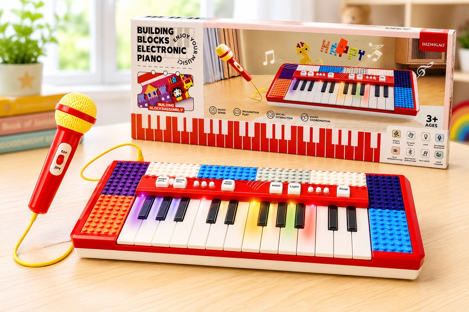 Building block Piano With music and attached microphone